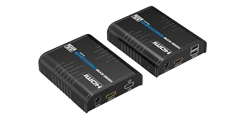 PremiumCord 4K HDMI KVM Extender mit USB 2.0 bis zu 120 m über LAN, über IP, CAT5/5e/6, UHD 4K 2160p 60Hz, Full HD 1080p, 4:4:4, HDMI 2.0, HDCP 2.2, Robustes Aluminiumgehäuse