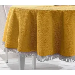 BEAUTEX Wetterfeste Tischdecke für Garten und Balkon, rund 160 cm, Gelb - Outdoor-Tischdecken aus robustem Weichschaum, wind- und wetterfest mit Sonnenschutz. Ideal für eine stilvolle und praktische Gestaltung Ihres Außenbereichs.