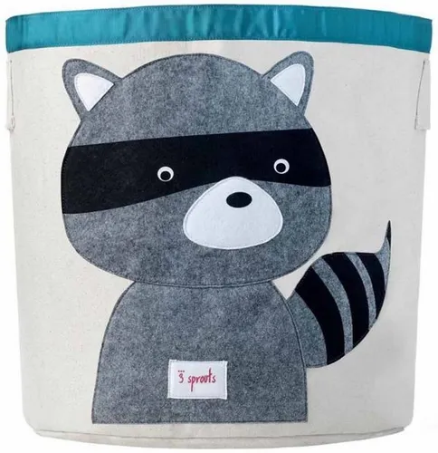 3 Sprouts Aufbewahrungsbox für Kinder - Waschbär - Praktische Spielzeugbox für Kallax Regale, ideal zur Aufbewahrung von Spielzeug und Kleidung. Mit verspieltem Waschbär-Design und stabilem Deckel für staubfreie Lagerung.
