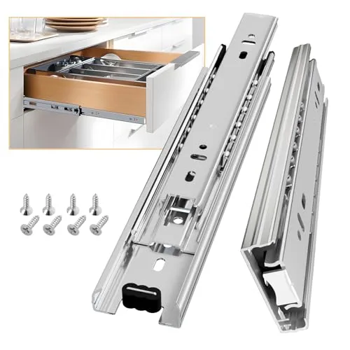 AOLISHENG Schubladenschienen Vollauszug 350mm Schwerlastauszug mit 45 kg Tragkraft für Küchenschränke und Möbel,Weiß,1 Paar(2er Set)