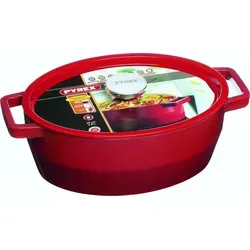 Pyrex SC5AC29 Cocotte Ovale 29 CM Rouge - Gusseisen-Kochtopf (3,8L) für alle Herdarten, ofenfest bis 280°C, perfekt für langsames Garen und Eintöpfe. Ideal für gesundes Kochen mit optimaler Wärmespeicherung.