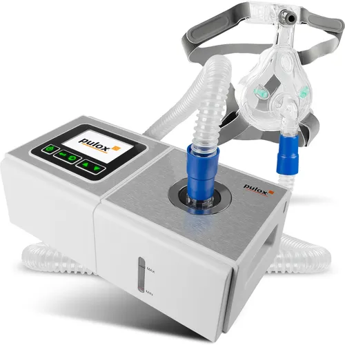Pulox Auto CPAP Schlafapnoe Therapiegerät mit Gesichtsmaske - Therapiegerät zur effektiven Behandlung von Schlafapnoe, inklusive komfortabler Gesichtsmaske für besseren Schlaf und mehr Lebensqualität.