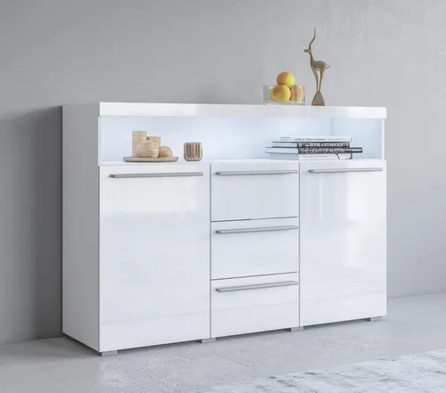 INOSIGN Sideboard "India" - Stilvolle Anrichte mit 2 Türen und 3 Schubladen - Kommode mit viel Stauraum, verstellbaren Einlegeböden und modernem Design, ideal für stilvolle Wohnräume.