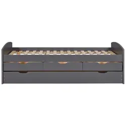 Funktionsbett "Aus eins mach zwei" 90x200 - grau - Praktisches Funktionsbett für Kinderzimmer oder Gästezimmer, bietet Platzersparnis durch Schubladen und flexible Anordnungsmöglichkeiten.