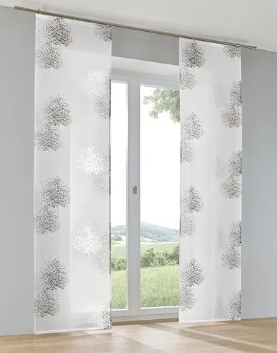 Kutti Schiebegardine Schiebevorhang Raumtrenner Bellinda anthrazit Ausbrenner mit Paneelwagen B 60 x H 145 cm (1 STK)