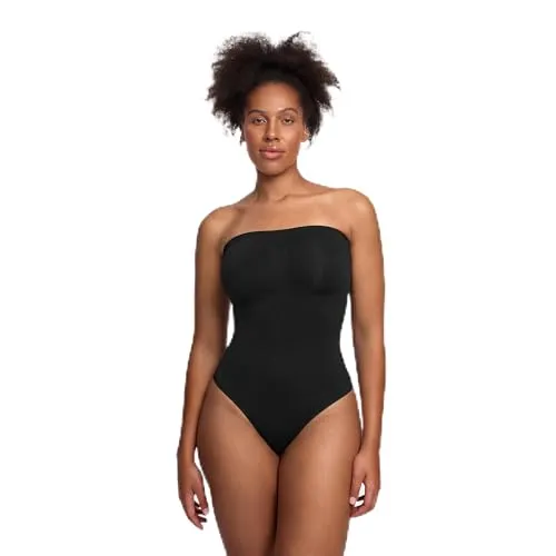 creamy fabrics Damen Shapewear Bodysuit Trägerlos – Nahtloser Sculpting Body für eine glatte Silhouette - Optimaler Tragekomfort: Der trägerlose Bodysuit bietet gezielte Kompression für eine definierte Figur. Nahtlose Verarbeitung und Anti-Slip-Streifen sorgen für perfekten Halt und machen ihn ideal für jeden Look.