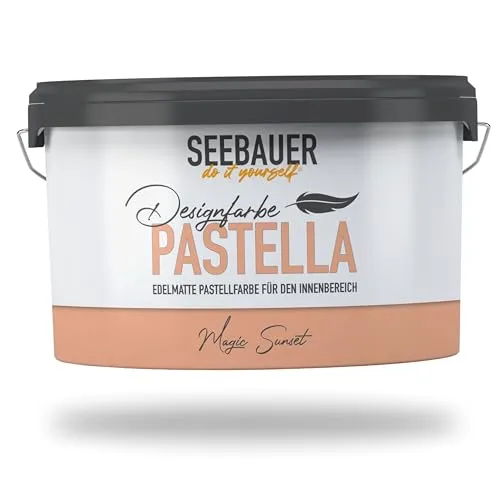 SEEBAUER diy Pastellfarbe PASTELLA Orange 2,5L - Edelmatte Wandfarbe für kreative Innenräume - Farben: Exzellente Deckkraft und abwaschbare Oberfläche, ideal für Familien. Umweltschonend und geruchsarm für ein gesundes Raumklima.