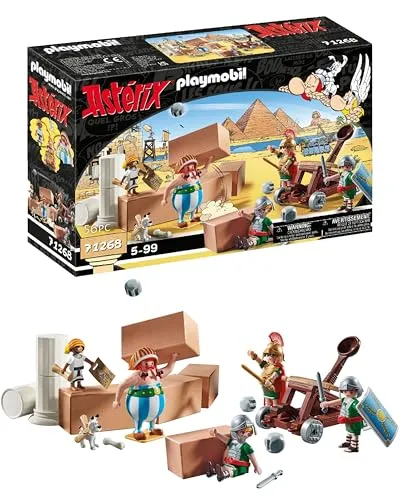 PLAYMOBIL Asterix 71268 Numerobis und die Schlacht um den Palast, funktionierendes Katapult der Römer, Obelix, Numerobis, Idefix und 3 romische Soldaten, Spielzeug für Kinder ab 5 Jahren