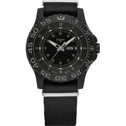 Traser Herrenuhr TS-103353 schwarz - Robuste Militäruhr - Schweizer Quarz-Herrenuhr mit Trigalight® Beleuchtung, 200 m wasserdicht und kratzfestem Saphirglas. Ideal für Outdoor-Aktivitäten und den täglichen Einsatz.