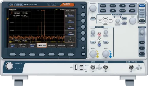 Oscilloscope MDO-2000A: 100MHz Digital Storage Oscilloscope - Trenn- & Lastschalter mit 2 Kanälen, 20Mpts/ch und 2 GSa/s Abtastrate für präzise Messungen und Signalintegrität.
