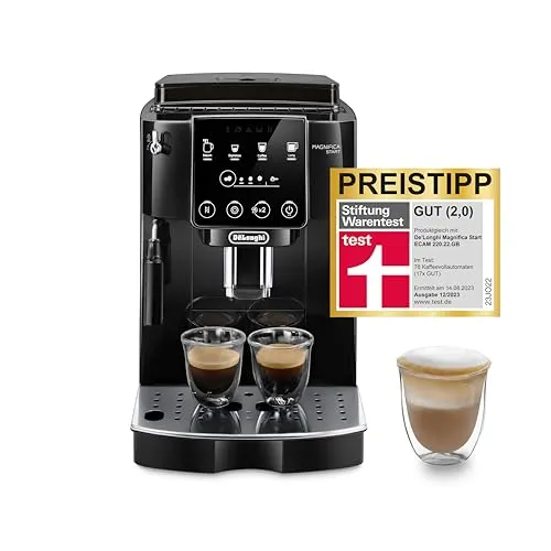 De'Longhi Magnifica Start ECAM222.20.B - Kaffeevollautomat für perfekten Cappuccino - Kaffeevollautomat mit 13-stufigem Kegelmahlwerk und traditionellem Milchaufschäumer für cremigen Milchschaum. Genießen Sie frisch gemahlenen Kaffee und einfache Reinigung der herausnehmbaren Brühgruppe.