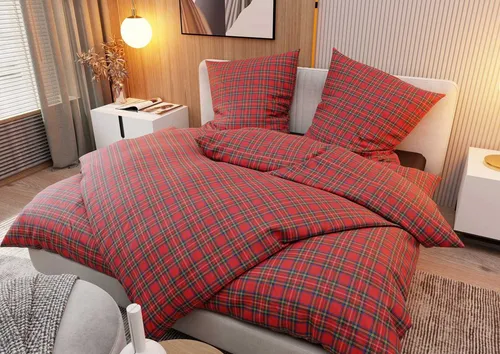 BETTWAESCHE-MIT-STIL Bettwäsche Flanell Bettwäsche Schotten Tartan - verschiedene Farben, Flanell