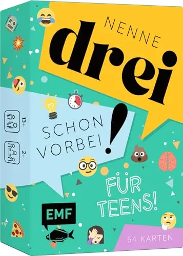 Kartenspiel: Nenne drei - schon vorbei! für Teens - Spielen & Raten: Spannendes Quizspiel mit über 120 Kategorien für Teens – perfekt für Partys oder unterwegs! Schnelligkeit und Kreativität sind gefragt!