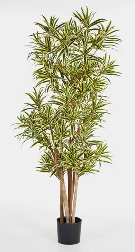 artplants Deko Dracaena Reflexa YASU, 180cm künstlicher Baum - Künstlicher Dracaena Reflexa mit 1975 Blättern in grün-gelb. Ideal für die Dekoration, pflegeleicht und langlebig. Bringt Farbe in Ihr Zuhause.