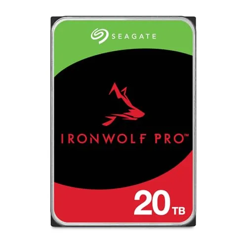 Seagate IronWolf Pro 20TB, Enterprise Internal NAS HDD, CMR 3.5 Inch, SATA 6GB/s, 7.200 RPM, 256MB Cache for RAID NAS, Data Rescue Service, Frustration Free Packaging (ST20000NTZ01)