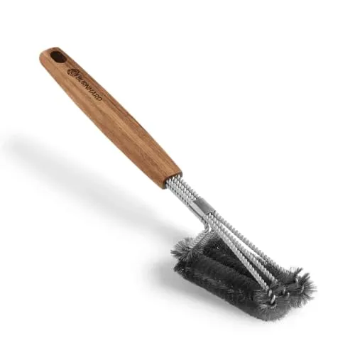 BURNHARD Grillbürste Akazienholz - 3-fach Borsten für gründliche Reinigung, langlebig und ergonomisch gestaltet