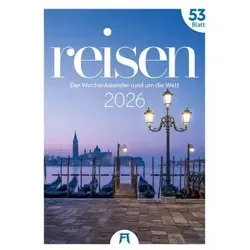 Reisen Wochenkalender 2026 von Ackermann Kunstverlag - Kalender mit 53 beeindruckenden Bildern im Hochformat (29x42 cm) | Entdecken Sie die schönsten Reiseziele der Welt für nur 26,99 €.