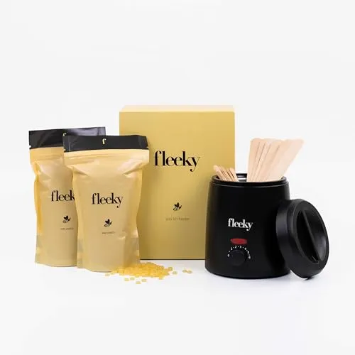 fleeky Wax Heater Kit - Komplett-Set für professionelles Waxing - Wachsenkits für seidenglatte Haut: Das Set enthält alles für eine entspannte Waxing-Behandlung zu Hause, ideal für alle Hauttypen und kleine Bereiche wie Gesicht und Achseln.
