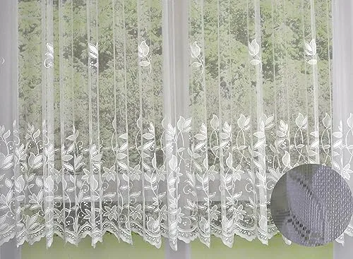 Clever-Kauf-24 Fertiggardine Edel Jacquard - 300x125cm, transparent mit Universalband für einfache Aufhängung