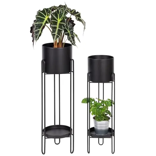 bremermann Blumenhocker 2er-Set, Metall-Blumenständer schwarz - Blumentreppen in modernem Design, ideal für dekorative Pflanzenpräsentation. Das 2er-Set bietet Stauraum und ist sofort einsatzbereit – keine Montage erforderlich!