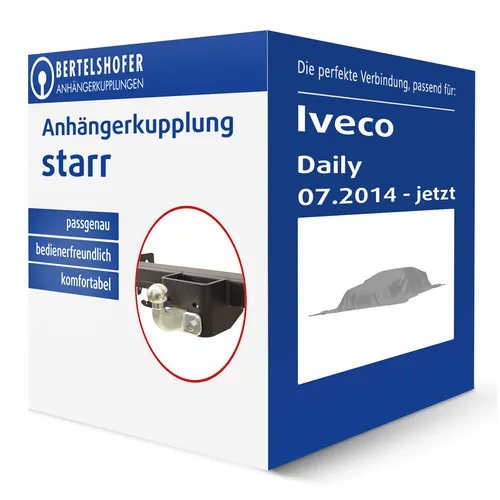 G.D.W. Starre Anhängerkupplung für Iveco Daily (07.2014-heute) - Hochwertige starre Anhängerkupplung mit 3500 kg Anhängelast, keine Eintragung in Fahrzeugpapiere notwendig, ideal für Iveco Daily. Inklusive Montagezubehör.