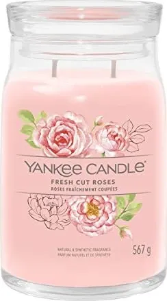 Yankee Candle Fresh Cut Roses Signature Large Tumbler - Kerze mit 567 g, verströmt den betörenden Duft frisch geschnittener Rosen, ideal für romantische Abende.