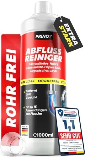 PRINOX Abflussreiniger 1000ml EXTRA STARK - Profi Rohrreiniger - Arborist Merchandising Root - Extrem leistungsstarker Rohrreiniger für die professionelle Beseitigung von Verstopfungen und unangenehmen Gerüchen, biologisch abbaubar und materialschonend.