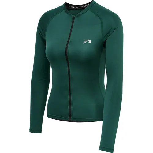 newline Core Biking Langarm Fahrradtrikot Damen sea moss L - Trikots für Damen mit 100% Polyester und natürlichem Stretch für optimale Passform. Reflektierende Details sorgen für Sichtbarkeit, während das Gummi- und Silikonband am Saum ein Verrutschen verhindert.