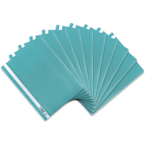 10x OXFORD Schnellhefter A4 Plastik Kunststoff Sicht Hefter Mappe TÜRKIS genarbt