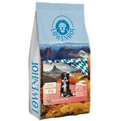 Löwenhof Matterhorn Adult mit Lachs und Kartoffel 14 kg - Hundefutter ohne Getreide, enthält erlesene Kräuter & Früchte, regional produziert in Bayern für eine artgerechte Ernährung.