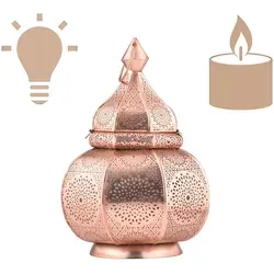 Marrakesch Orient & Mediterran Interior Kerzenständer Lamisa - Tischleuchte im orientalischen Design aus Kupfer, ideal für stimmungsvolle Beleuchtung und ein Hauch von 1001 Nacht in Ihrem Zuhause.