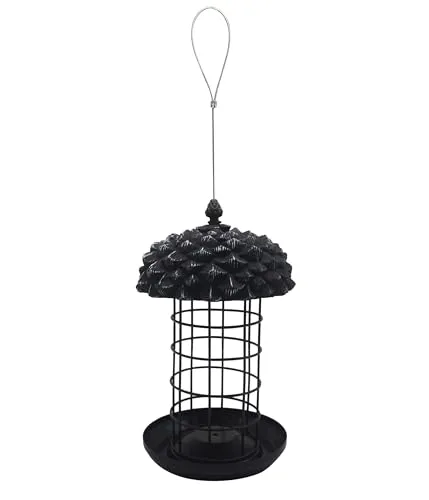 Dehner Natura Premium Futtersäule Louise, Meisenknödelsäule für 12 Meisenknödel, Futterstation für Wildvögel wetterfest/hängend, ca. 30 x 18 x 18 cm, Metall, dunkelgrau