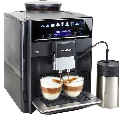 SIEMENS Kaffeevollautomat EQ6 plus s400 TE654509DE - Kaffeevollautomaten mit Doppeltassenfunktion und hochwertigem Keramikmahlwerk, für perfekten Kaffeegenuss und einfache Reinigung dank AutoMilk Clean.