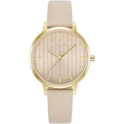 Julie Julsen JJW2493YGL-51 Damenuhr mit beigem Lederarmband - Elegante Damenuhr mit analoger Anzeige und hochwertigem Lederarmband. Ideal für jeden Anlass, mit einem maximalen Armumfang von 20 cm. Stilvoll und leicht, perfekt für modebewusste Frauen.