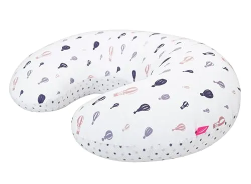 Motherhood Stillkissen ergonomisch mit Öko-Tex Standard 100, lila Heißluftballons - Hochwertiges Stillkissen für Mamas und Babys. Ergonomisch gestaltet, unterstützt es die Rückenlage und fördert die Bauchlage. Pflegeleicht und waschmaschinengeeignet – für besten Komfort beim Stillen und Spielen.