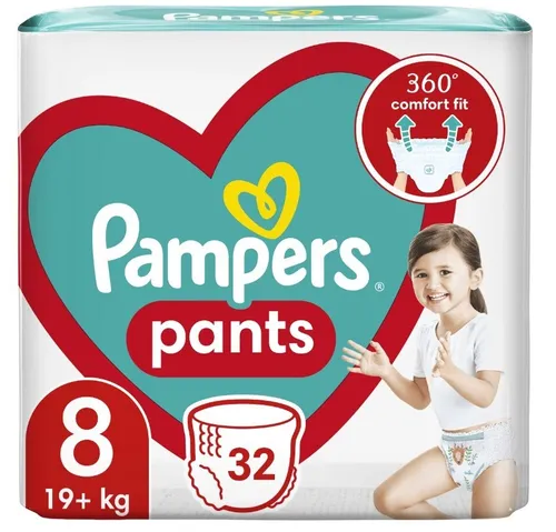 Pampers Windeln Größe 8-XXXLARGE, 32 Stück - Windeln für Babys über 19 kg, bieten ultimativen Schutz und Komfort für eine trockene Nacht.