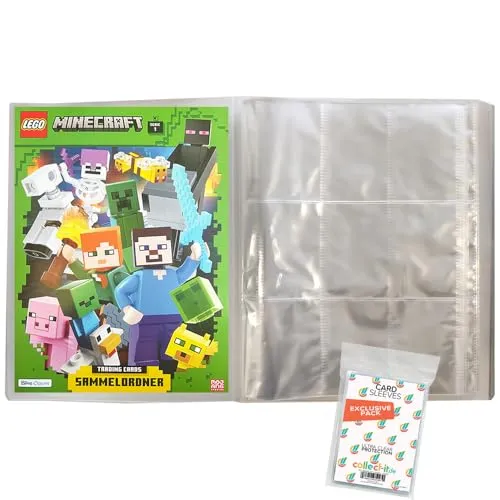 Bundle mit LEGO Minecraft Serie 1 Trading Cards - 1 Leere Sammelmappe + Exklusive Collect-it Hüllen