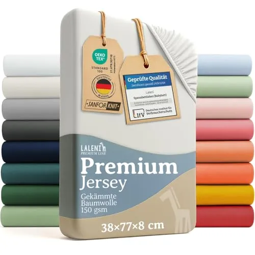 Laleni Premium Spannbettlaken, 38x77cm, für Babybett & Kinderbett, 100% Baumwolle, Oeko-TEX Zertifiziert, Ivory