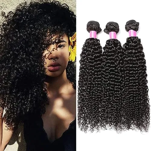 RICHAIR - Brasilianische Locken, 55,88 cm, 3 Stück, brasilianisches Haar, natürlich, schwarz, 50 g/Stück (insgesamt 150 g)