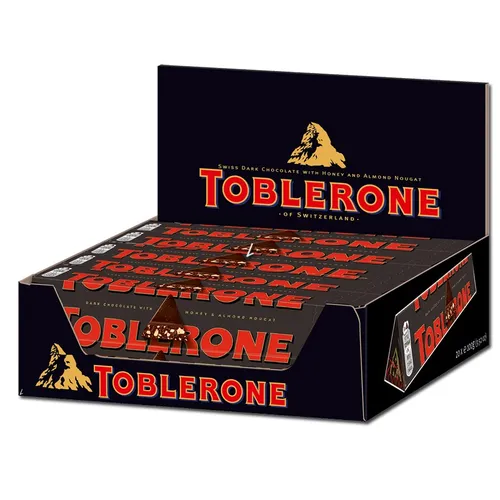 Toblerone Dunkel 20 x 100g - Schokoladen-Geschenkideen: Feinste dunkle Schweizer Schokolade mit Honig- und Mandelnougat, perfekt zum Teilen und Genießen!