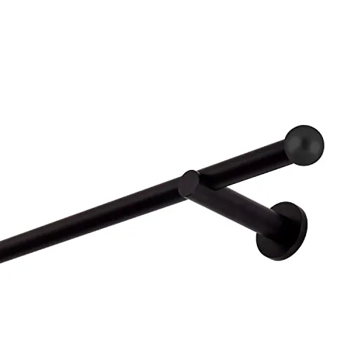 Gardinenstange schwarz 160 cm 1-läufig 19 mm aus Metall - Einzelfensterstangen mit kostenloser Kürzung, ideal für individuelle Anpassungen und vielseitig einsetzbar für verschiedene Vorhangarten.