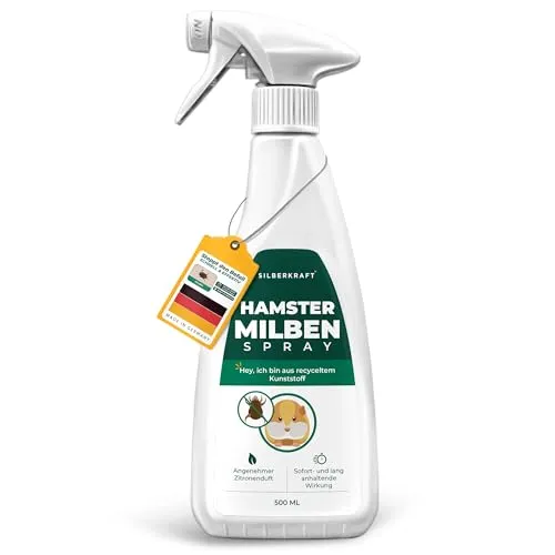 Silberkraft Milbenspray Hamster 500ml - Effektives Anti Milben Spray für Hamster und Kleinnager - Milbenbefall behandeln bei Hamstern Rennmäusen Degus