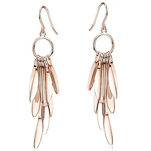 Materia Rosegold Ohrhänger lang Tropfen aus 925 Silber - Ohrringe für Damen, handgefertigt in Deutschland, aus 925 Sterling Silber, rosegold vergoldet und mit elegantem Tropfen-Design – perfekt als Geschenk in edler Schmuck-Schachtel.