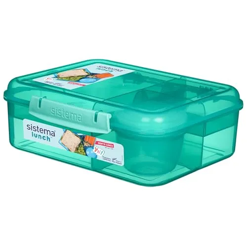 Sistema Lunchbox Bento 41690 - BPA-frei, 5 Fächer - Brotdose mit 5 Fächern, inkl. Joghurtbecher, spülmaschinen- und mikrowellengeeignet. Ideal für die gesunde Pausenverpflegung!