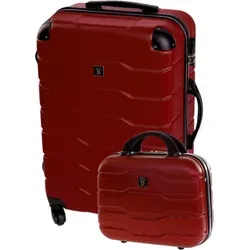 Reisekoffer BERTOO Firenze - Rotes 2-in-1-Set L mit Sicherheitsschloss - Hochwertiger Reisekoffer aus strapazierfähigem ABS mit 4 abnehmbaren Rollen und elegantem Innenfutter. Inklusive Kombinationsschloss für zusätzlichen Schutz und zwei Fächern zur optimalen Organisation.