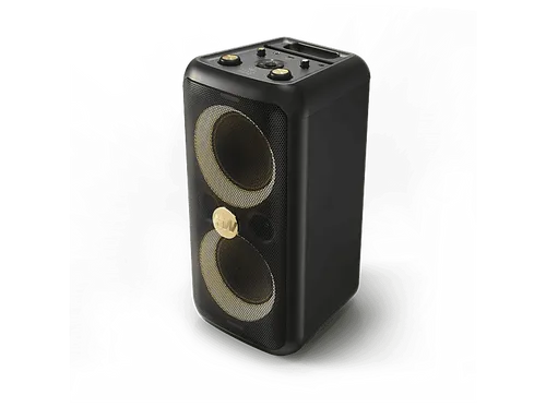 PEAQ ICONIC Party 1 PPS 200-RW Speaker - Partybox mit stylischem Design in Schwarz und Gold, bietet bis zu 8 Stunden kabellosen Musikgenuss - perfekt für jede Feier!