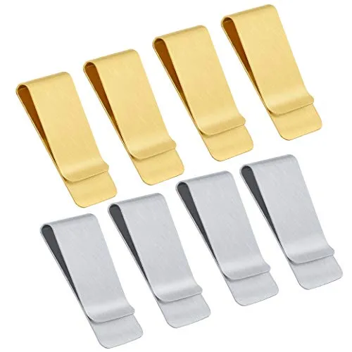 QH-Shop Geldklammer 8 Stück Metall Geldscheinklammer Herren Frauen Money Clip Geldspange für Kreditkarte Geldscheine Visitenkarte, Golden und Silber Geldclip 52 x 20 x 8 mm