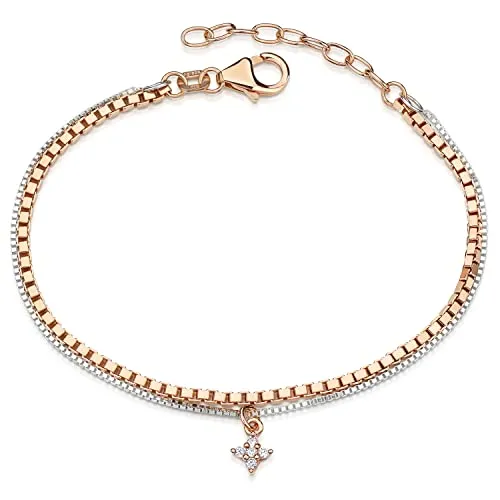 MATERIA by Matthias Wagner Damen Armband Rosegold 925 mit Zirkonia Anhänger SA-127