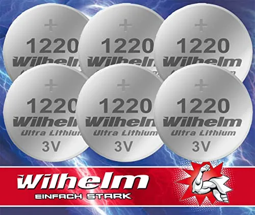 6X CR1220 Lithium Knopfzelle 3V - Zuverlässige 3V Lithium Knopfzellen mit 40mAh für zahlreiche Geräte. Ideal für Uhren, Kameras und digitale Thermometer. Lange Lagerbeständigkeit von bis zu 5 Jahren.