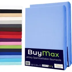 DOPPELPACK Spannbettlaken Jersey 100% Baumwolle - Hellblau, 140 x 200 cm - 2er-Set Spannbetttücher aus 100% Baumwolle, atmungsaktiv und pflegeleicht. Ideal für Matratzen bis 25 cm Höhe, mit Faltenfreiem Sitz dank Rundumgummi.